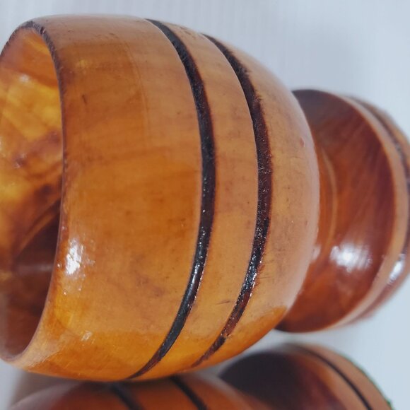 VTG Monkey Pod Barware Goblets Set Hand-Turned Wooden Cups MCM Hawaiian Drinkwar - Picture 7 of 11